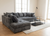 Photo Lary Max Corner Sofa | Corduroy Chaise Longue with Viscoelastic Mattress