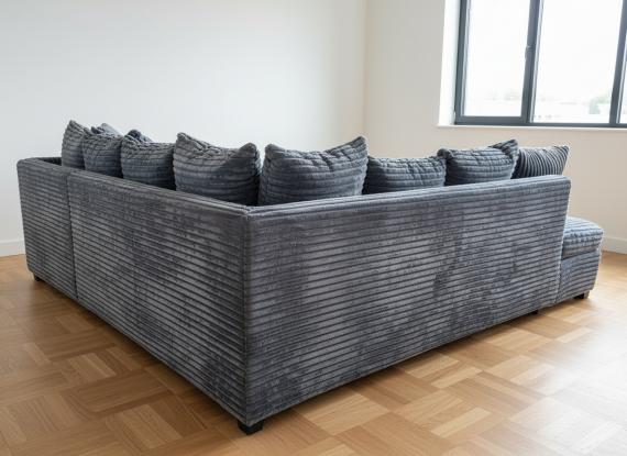 Photo Lary Max Corner Sofa | Corduroy Chaise Longue with Viscoelastic Mattress