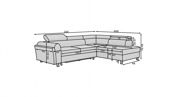 Photo Corner sofa - Kairos, Dark grey, 265x200