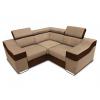 Foto Sofá rinconera mini, reposacabezas reclinables y brazos anchos – Eva Mini, Beige / marrón, tela / polipiel