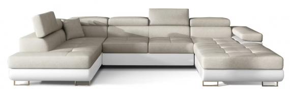 Photo Sofa beds with storage - beige/fabric - white/faux leather - 345x205 - RODRIGO