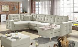 SOFÁ CAMA CON ARCÓN REVERSIBLE FORMA DE U 320 CM X 202 CM ASGARD U CREMA POLIPIEL