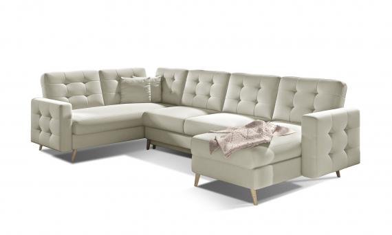 Foto SOFÁ CAMA CON ARCÓN REVERSIBLE FORMA DE U 320 CM X 202 CM ASGARD U CREMA POLIPIEL