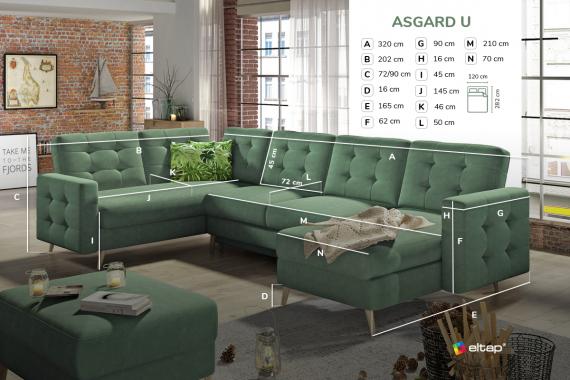 Foto SOFÁ CAMA CON ARCÓN REVERSIBLE FORMA DE U 320 CM X 202 CM ASGARD U CREMA POLIPIEL