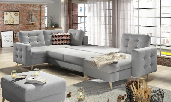 Foto SOFÁ CAMA CON ARCÓN REVERSIBLE FORMA DE U 320 CM X 202 CM ASGARD U GRIS OSCURO