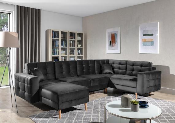 Foto SOFÁ CAMA CON ARCÓN REVERSIBLE FORMA DE U 320 CM X 202 CM ASGARD U GRIS OSCURO