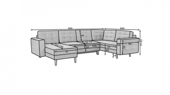 Foto SOFÁ CAMA CON ARCÓN REVERSIBLE FORMA DE U 320 CM X 202 CM ASGARD U GRIS POLIPIEL