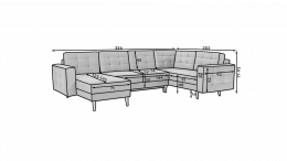 SOFÁ CAMA CON ARCÓN REVERSIBLE FORMA DE U 320 CM X 202 CM ASGARD U MARRÓN