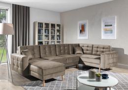 SOFÁ CAMA CON ARCÓN REVERSIBLE FORMA DE U 320 CM X 202 CM ASGARD U MARRÓN