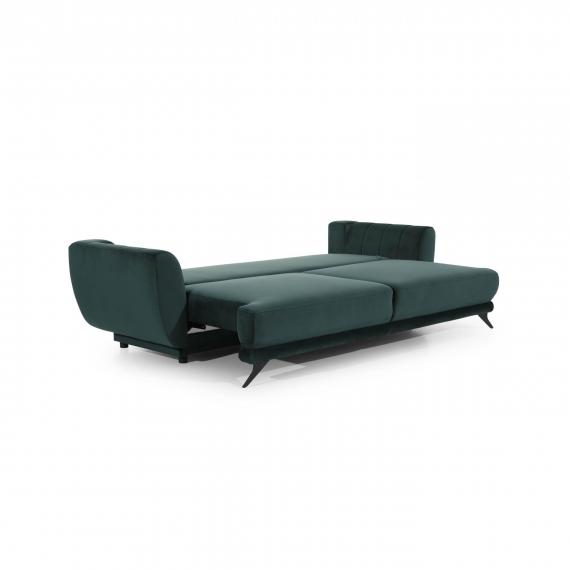 Photo 3-seater extendable sofa with armchair and pouf - Megis, Light Gray, 242cm