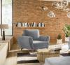 Photo 3-seater extendable sofa with armchair and pouf - Megis, Light Gray, 242cm