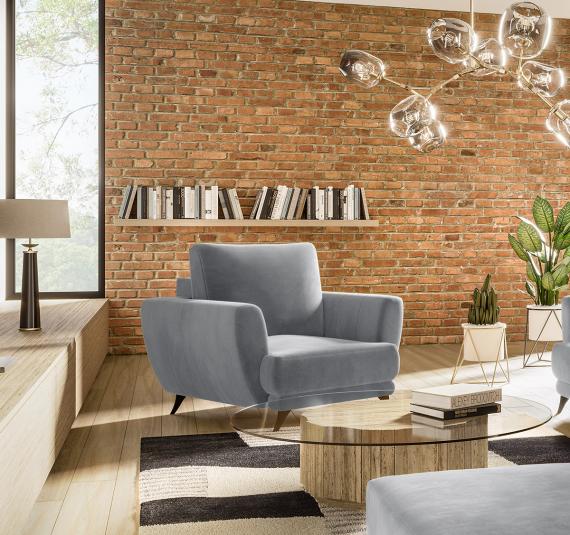 Photo 3-seater extendable sofa with armchair and pouf - Megis, Light Gray, 242cm