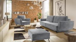 CONJUNTO 3+1+PUFF: SOFÁ CAMA TRES PLAZAS I SILLON PUFF MEGIS GRIS CLARO