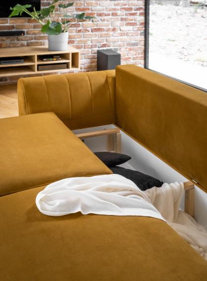 Photo 3-seater extendable sofa with armchair and pouf - Megis, Dark Gray, 242 cm
