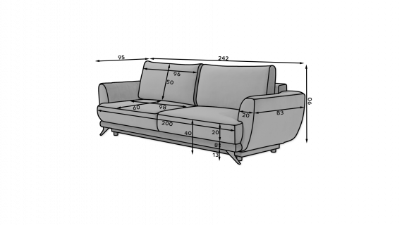 Photo 3-seater extendable sofa with armchair and pouf - Megis, Pink, 242cm
