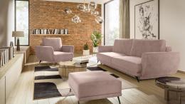 CONJUNTO 3+1+PUFF: SOFÁ CAMA TRES PLAZAS I SILLON PUFF MEGIS ROSA