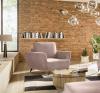 Photo 3-seater extendable sofa with armchair and pouf - Megis, Pink, 242cm