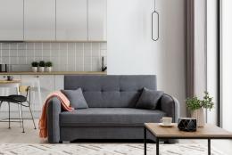SOFÁ CAMA PEQUEÑO 2 PLAZAS 155 CM LAINE GRIS OSCURO