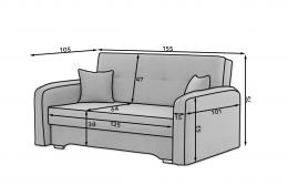 SOFÁ CAMA PEQUEÑO 2 PLAZAS 155 CM LAINE GRIS CLARO