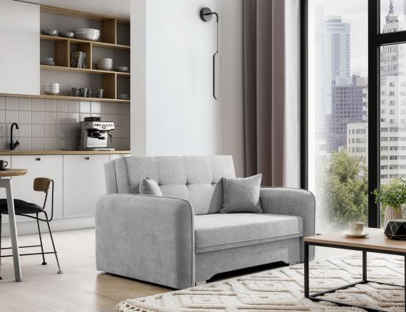 Foto SOFÁ CAMA PEQUEÑO 2 PLAZAS 155 CM LAINE GRIS CLARO