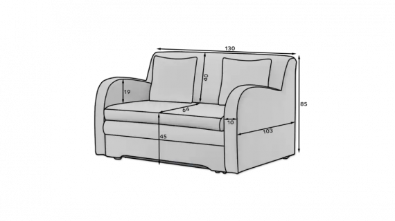 Foto SOFÁ CAMA PEQUEÑO 2 PLAZAS 130 CM ARIO GRIS