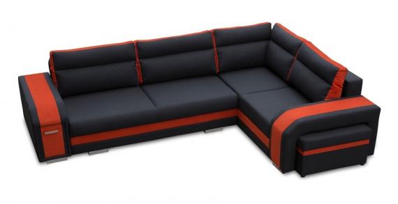 Photo Sofa bed ASSAN, Blue/Red, 305x205