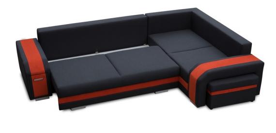Photo Sofa bed ASSAN, Blue/Red, 305x205