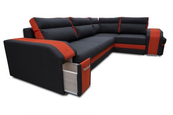 Photo Sofa bed ASSAN, Blue/Red, 305x205