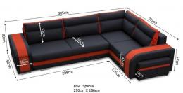 Sofa cama ASSAN, Azul/Rojo, 305x205