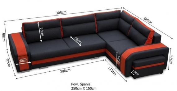 Photo Sofa bed ASSAN, Blue/Red, 305x205
