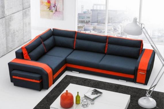 Photo Sofa bed ASSAN, Blue/Red, 305x205