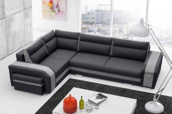 Photo Sofa bed ASSAN, Dark gray/Light gray, 305x205