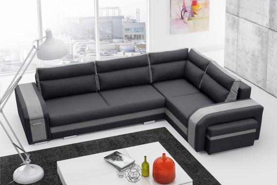 Photo Sofa bed ASSAN, Dark gray/Light gray, 305x205