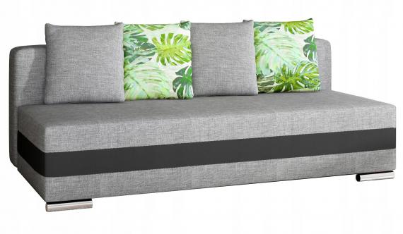Foto SOFÁ CAMA EXTRAIBLE 195 CM CALIA GRIS TELA/NEGRO POLIPIEL