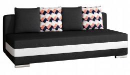 SOFÁ CAMA EXTRAIBLE 195 CM CALIA NEGRO TELA/BLANCO POLIPIEL