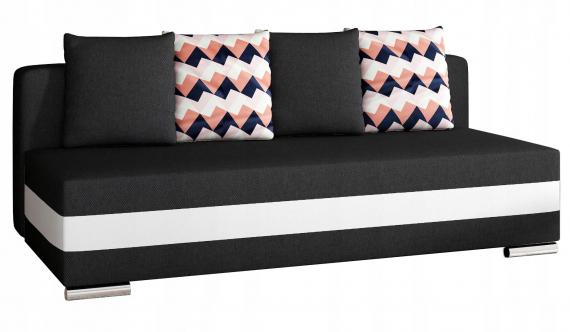 Foto SOFÁ CAMA EXTRAIBLE 195 CM CALIA NEGRO TELA/BLANCO POLIPIEL
