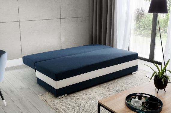 Foto SOFÁ CAMA EXTRAIBLE 195 CM CALIA NEGRO TELA/BLANCO POLIPIEL