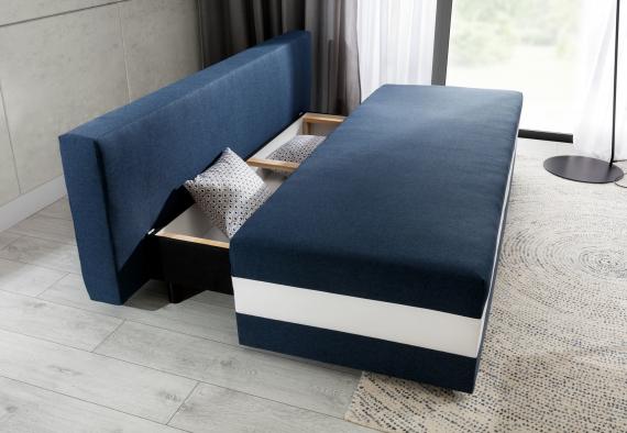 Foto SOFÁ CAMA EXTRAIBLE 195 CM CALIA NEGRO TELA/BLANCO POLIPIEL