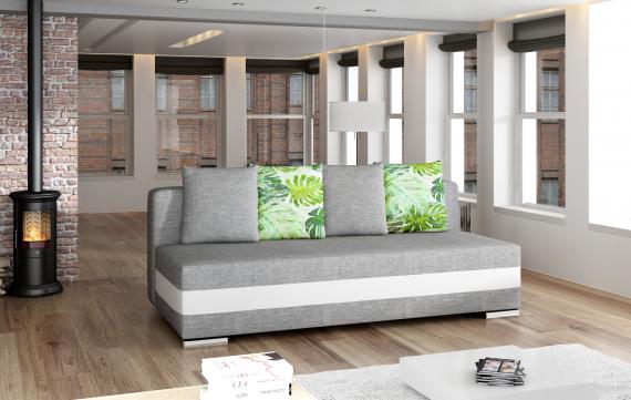 Foto SOFÁ CAMA EXTRAIBLE 195 CM CALIA GRIS TELA/BLANCO POLIPIEL