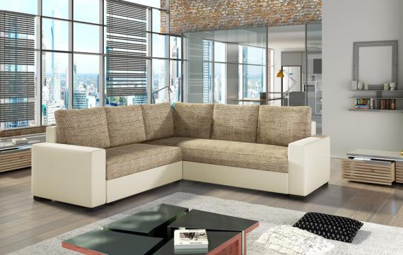 Photo Sofa bed - Canis, fabric/faux leather, Beige/Cream, 235x235cm