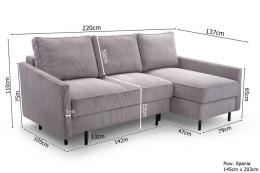 SOFÁ CAMA CON DOS ARCÓNES 220 CM X 137 ROBIN GRIS CLARO