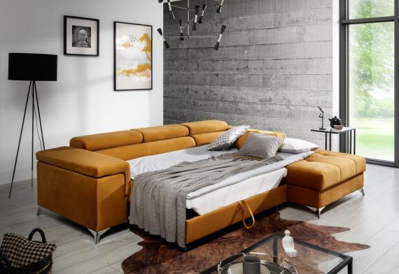 Foto SOFÁ CAMA 281 CM X 205 CM RICARDO GRIS TELA/GRIS POLIPIEL