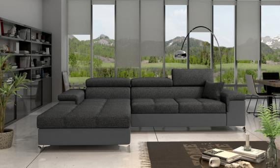 Foto SOFÁ CAMA 281 CM X 205 CM RICARDO GRIS TELA/GRIS POLIPIEL