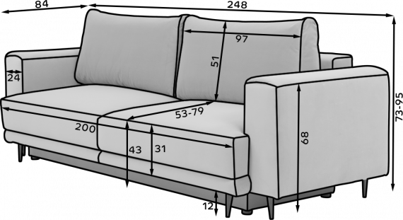 Foto Sofa cama - Dalia, Blanco, 248 cm