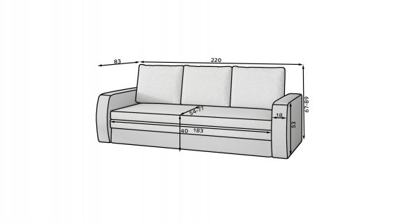 Foto SOFÁ CAMA EXTRAIBLE 220 CM INVERSA GRIS AZULADO