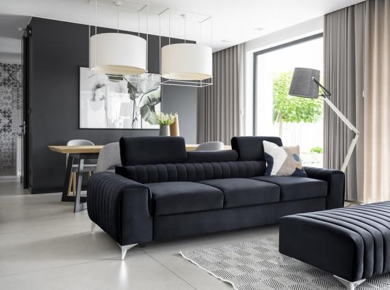 Foto Sofá cama con reposacabezas reclinables - 261cm - LAURENCE Grafito Oscuro