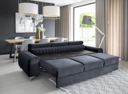 Sofá cama con reposacabezas reclinables - 261cm - LAURENCE Grafito Oscuro