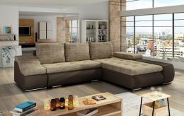 SOFÁ CAMA CON ARCÓN 295 CM X 200 CM ONTARIO BEIGE TELA/MARRÓN POLIPIEL