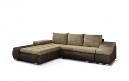 SOFÁ CAMA CON ARCÓN 295 CM X 200 CM ONTARIO BEIGE TELA/MARRÓN POLIPIEL
