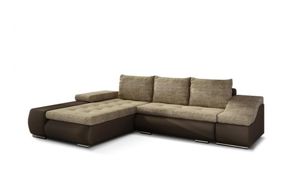 Foto SOFÁ CAMA CON ARCÓN 295 CM X 200 CM ONTARIO BEIGE TELA/MARRÓN POLIPIEL